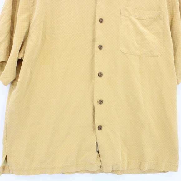 Vintage Jamaica Jaxx Silk Shirt Mens Gold Button Down Short Sleeve Collared M - Picture 4 of 9